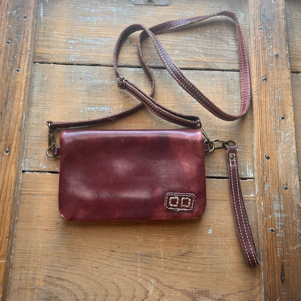 Bedstu Burgundy Leather Crossbody Wallet